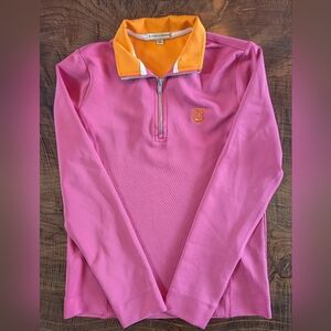 Fairway & Greene Pink and Orange Quarter-Zip Pullover